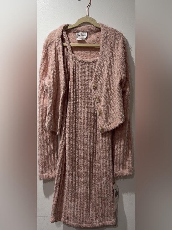 Rare Editions Dresses & Skirts - Rare Editions Blush Textured Knit Cardigan and Dress set